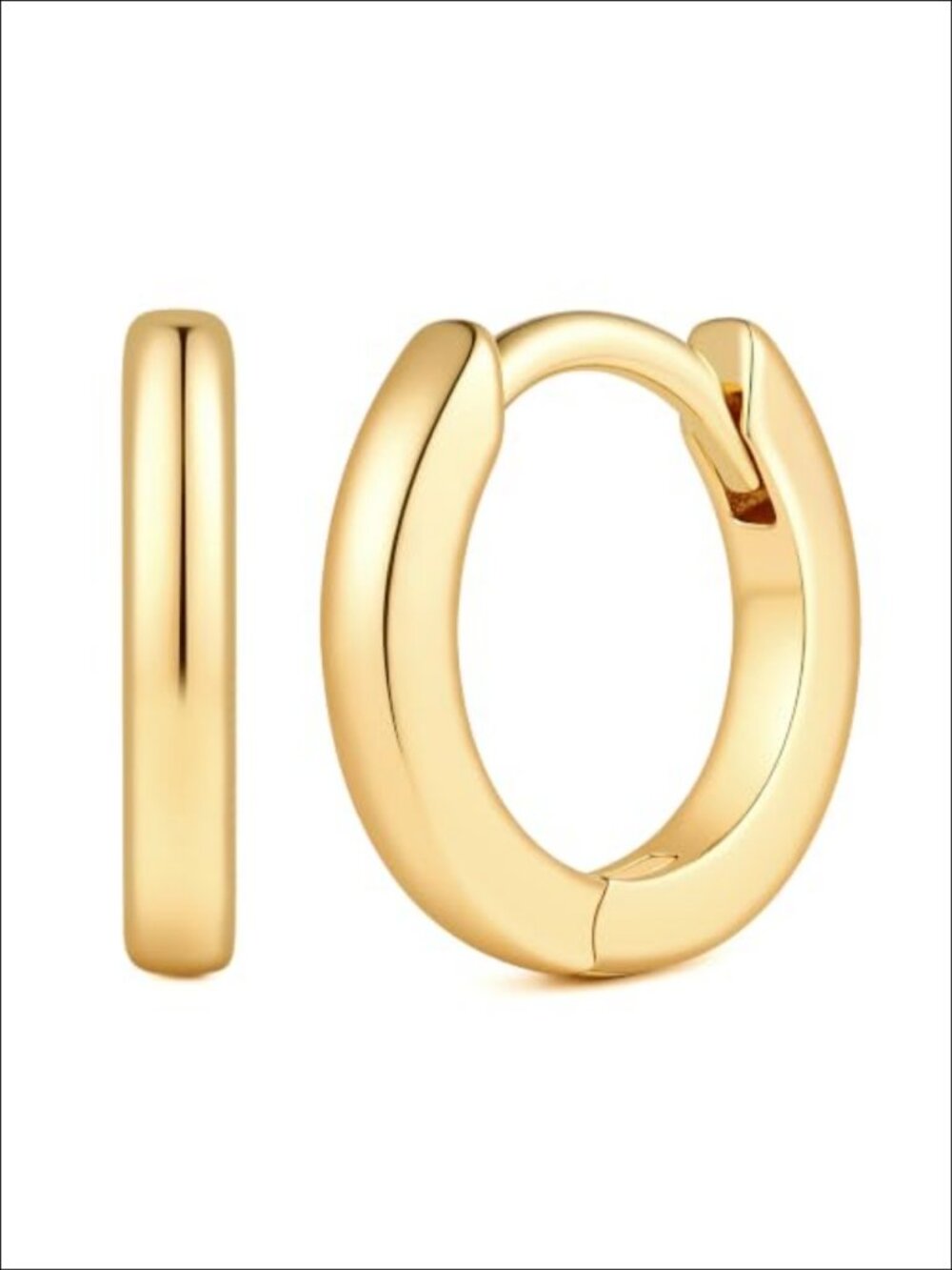 14K Gold Plated Huggie Hoop Earrings 10-20mm Spring Clasp